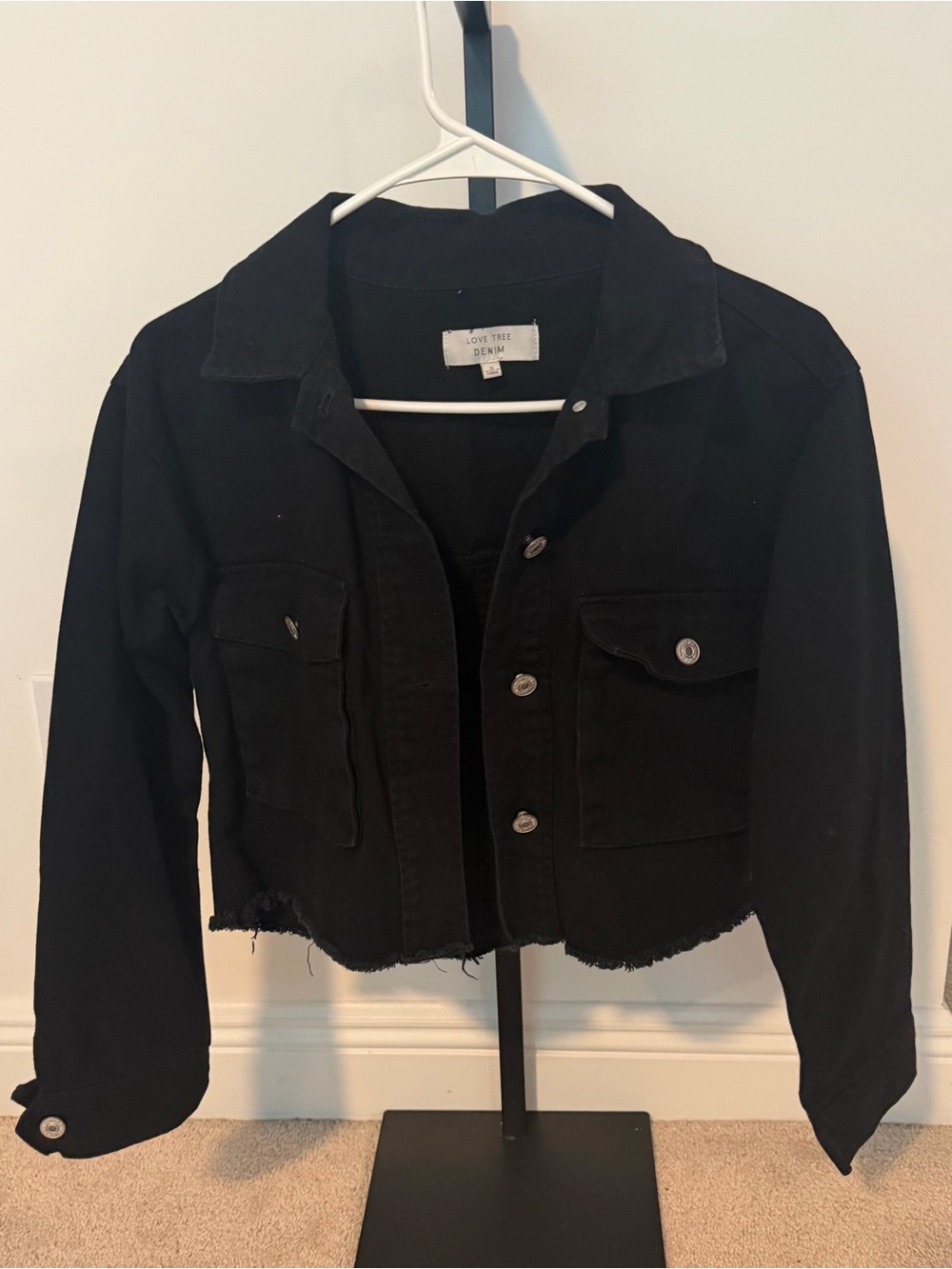 Love tree black cropped jacket-S